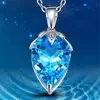 Xiaohongshu Kuaishou Douyin Influencer En Vivo Collar Chapado en Plata Piedra de Alto Carbono Diamante Cuadrado Lágrima Forma de Pera Colgante para Mujer Venta al por Mayor