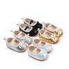 Zapatos Nuevos de Lentejuelas para Bebé Niña Zapatos de Princesa Lazo 0-1 Año Suela de Goma Zapatos para Niño Pequeño