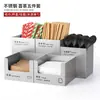 Caja de Pañuelos de Acero Inoxidable para Barra de Bar, Portavasos para Popotes de Cafetería, Caja de Almacenamiento para Cucharas, Uso Comercial en Tiendas de Té de Leche, Personalizable con Logo