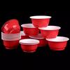 20 tazones desechables rojos para el hogar, tazón para banquetes, juego de palillos, boda, tazón de arroz para boda, tazón redondo de plástico, resistente a altas temperaturas