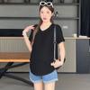 Camiseta de Maternidade da Moda Algodão Puro Verão Manga Curta Top Emagrecedor Solto Cobre Barriga Visível Não-Gravidez Camiseta Básica Algodão