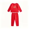 Conjunto dulce y cómodo para niños de otoño e invierno, versátil y sin costuras, top de manga larga y pantalones, ropa de estar para niñas, top y pantalones de otoño