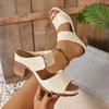 Zapatillas de tacón alto con puntera abierta en relieve para comercio exterior europeo y americano, sandalias y zapatillas de tacón alto de moda de una sola tira, nuevas de verano para mujer, talla grande