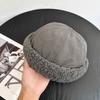 Sombrero de Piel de Melón de Otoño e Invierno Japonés Secado Rápido Herramienta Yuppie Moda para Exteriores Acolchado Puntadas de Vellón de Cordero Gorra de Piso de Moda para Hombres y Mujeres