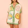 2026 Ropa Europea y Americana Transfronteriza para Mujer Nuevo Conjunto de Moda de Verano con Camisa de Botones Estampada y Shorts