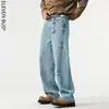 Jeans Masculino Retro High-End Versão Solta Perna Larga Scimitar Tendência Versátil Casual Jeans para Jovens