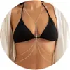 Bikini Sujetador Joyería Corporal Estilo Playa Conservación del Color 14k Oro Sexy Cadena Corporal para Mujer Capas Strass Cruz