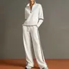 Roupas femininas de outono transfronteiriças europeias e americanas 2026 novo conjunto casual de moletom listrado esportivo e calça pantalona