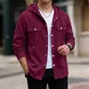 Chamarra con capucha de punto gofre para hombre, nueva de otoño, transfronteriza, color liso casual, top de doble bolsillo abierto al frente, venta al por mayor