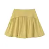 Pantalones falda ajustados de estilo japonés en color marrón para mujer, finos de verano, nuevo modelo 2026, falda de paraguas línea A adelgazante, minifalda tipo capullo de seda helada