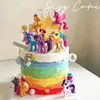 Unicórnio Arco-Íris Desenho Animado Pônei Pastel Decoração de Bolo de Aniversário Acrílico Circo Topper para Assar