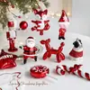 Adornos Colgantes de Dibujos Animados Transfronterizos Rojo y Blanco con Purpurina Plástico Decoraciones Colgantes Árbol de Navidad con Purpurina Decoraciones de Ventana En Stock