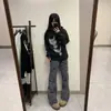 Suministro Especial Transfronterizo Retro Americano Pantalones de Trabajo de Múltiples Bolsillos Micro-Campana Unisex Pierna Recta Estilo Funcional Pantalones Largos de Mezclilla