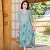 Vestido elegante de manga média para mãe de meia-idade, jovem e moderno, saia que afina, vestido longo digno e elegante para mulheres de meia-idade e idosas