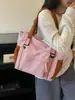 Bolso de pana a rayas retro de gran capacidad para invierno, bolso tote color-block nuevo 2026, bolso de hombro texturizado