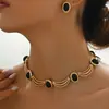 Collar de Piedras Preciosas de Lujo Ligero Europeo y Americano Estilo Retro Palaciego Collar de Temperamento de Moda Set de Joyería de Alta Gama para Mujer