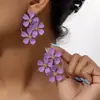 Pendientes Exagerados de Moda Transfronteriza Europea y Americana, Frescos, Retro, Dulces, Florales para Mujer con Clavijas de Flor de Camelia de Estilo Pastoral de Alta Gama