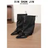 Botines de cuña negros de diseño único para mujer, botas delgadas de tacón alto con cordones, botines de cordones de estilo británico para mujer