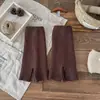 Zapatos y Calcetines: Cubrezapato de Algodón Estilo Miu para Mujer, Otoño e Invierno, Calcetines Holgados Acampanados Abiertos, Estilo Japonés, Engrosados, Cálidos, Calcetines Lisos para Pantorrilla