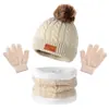 Fábrica de gorros de punto, bufandas y guantes para niños de Europa y América transfronterizos, gorros de bebé con bola de pelo de otoño e invierno de tres piezas en stock