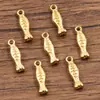 Accesorios de joyería de acero inoxidable 304 colgante de vida marina colgante de pez pequeño de doble cara baño de oro real