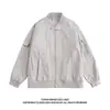 Jaqueta de Piloto Minimalista Estilo Americano para Homens, Casaco Versátil Vintage de Rua para Primavera e Outono, Jaqueta de Baseball Funcional Solta de Marca Moderna