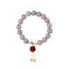 Pulsera de loto de un solo círculo con esmalte de hada Mori semi-azúcar color púrpura crepuscular, buena suerte, para amigas, regalo pequeño