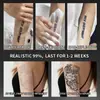 Pegatinas de Tatuaje de Jugo Herbal de Serpiente Floral Oscuro Estilo Americano, Impermeables y de Larga Duración, Diseño Grande para Hombres y Mujeres, Personalizadas para Brazos y Pantorrillas