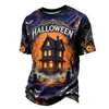 Camiseta de Manga Corta Estampada para Hombre Verano Serie Halloween Cabeza de Calabaza, Artículo Transfronterizo Más Vendido en Amazon