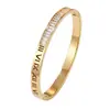 Pulsera de Acero Inoxidable Impermeable con Baño de Oro Real, Pulsera de Acero Titaneo con Circonita Ecológica, Sin Decoloración, Números Romanos