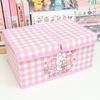 Caja de Almacenamiento con Compartimentos y Doble Tapa Lavable Caja de Almacenamiento para Ropa Interior de Dormitorio Caja Plegable para Almacenamiento de Cosméticos y Snacks