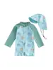 70-80-90-100-110 Traje de Baño Infantil de Manga Larga con Gorro