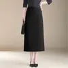 Saia bodycon de cor sólida, cintura alta, barra com fenda para mulheres, nova coleção de outono 2026, moderna, elegante, jovial, versátil e tendência, saia midi