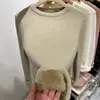 Suéter Grueso de Cuello Redondo, Capa Base Cálida y Amigable con la Piel para Mujer 2026 Primavera Otoño Invierno, Simple Versátil, Top Integrado de Punto Polar