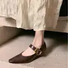 Zapatos de Hada Retro de Tacón Bajo y Punta Fina 2026 Nuevos para Otoño e Invierno Resistentes al Desgaste que Aumentan la Altura Zapatos Mary Jane Franceses