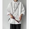Nueva Camisa de Vestir de Chinoiserie para Hombre de Chinoiserie Botones Traje Tang para Hombres Jóvenes Color Sólido Casual Simple Holgada Manga Tres Cuartos Dinastía Han