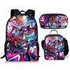 Bolsa de Comida de Tres Piezas del Hotel Hazbin del Infierno Estuche para Lápices Mochila para Estudiante Bebé Amazon Bolsa Escolar