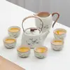 Lujo Ligero de Gama Alta Horno Ru Juego de Té Kung Fu para el Hogar Cerámica China Tetera Taza de Té Bandeja de Té Pequeña Juego de Regalo