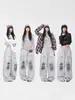 Pantalones de Hip-Hop Grises con "Estampado de Patrón Desgastado" para Street Dance, Marca de Moda, Jazz Callejero, Deportivos Retro, Estilo Nuevo