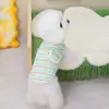 Ropa para Gato Perro Pequeño Schnauzer Teddy Anti-Caída Primavera Verano Chaleco de Algodón Rayado 24 Bolsillos
