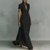 Desea Sitio Independiente Comercio Exterior Transfronterizo Elegante y Gracioso Vestido Largo de Cuello Alto con Cintura Alta, Falda Plisada y Fluida