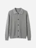 Ropa para Hombre APO Cárdigan de punto modal texturizado transfronterizo para hombre con cuello de solapa, suéter casual de manga larga para hombre