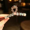 Presilha de garra com strass estilo coreano de luxo leve, presilha de cabelo grande de alta qualidade para cabelos grossos, acessório de cabelo elegante para mulheres para prender metade do cabelo