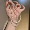 Pulsera de Perla Rosa de la Reina Madre y Cristal Rosa Natural Amatista, Pulsera de Nicho de Lujo Ligero, Estilo Exquisito y Dulce
