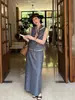 Falda Larga Elegante de Algodón y Lino Han Xun de Cintura Alta Recta Ajustada para Mujer, Nuevo Modelo Otoño Temprano 2026 27374