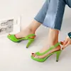 Sapatos de salto alto grossos com costura de couro envernizado e cristal, sandálias de bico aberto, sapatos de comércio exterior, Amazon AliExpress L84