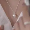 Collar de Perlas de Plata de Ley S925 de Alta Gama para Mujer 2026 Nuevo Estilo Coreano Colgante Moda Simple Trébol Cadena para Clavícula