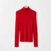 Camisa de punto ajustada de una pieza con cuello apilado, sin costuras, de mezcla de cachemira y seda morera natural para mujer de Piaoyuan