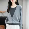 Suéter de tricô bicolor falso de duas peças para mulheres, novo gola redonda de lã fiada fina slim fit manga longa quente suéter base