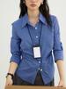 Camisa de Top de Estilo Retro Preppy de Moda Ajustada a la Cintura para Mujer Otoño Casual Versátil
